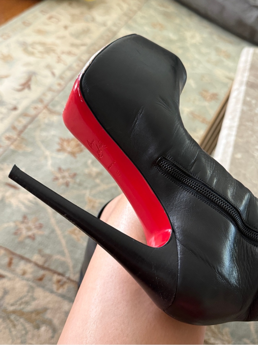 Christian Louboutin Black Leather Over-the-Knee Platform Stilettos - Picture 5 of 16